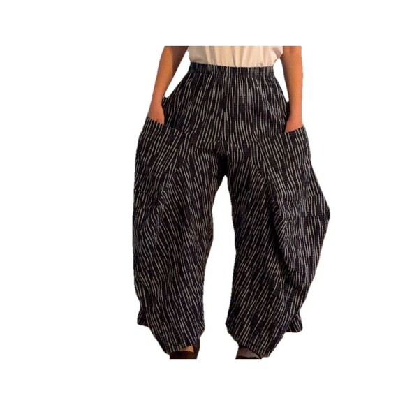 DRESS TO KILL by Jane Mohr Wide-Leg Harem Pants, Navy/Gray Striped, Size 1 - Picture 16 of 16